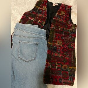 Vintage chenille tapestry carpet vest